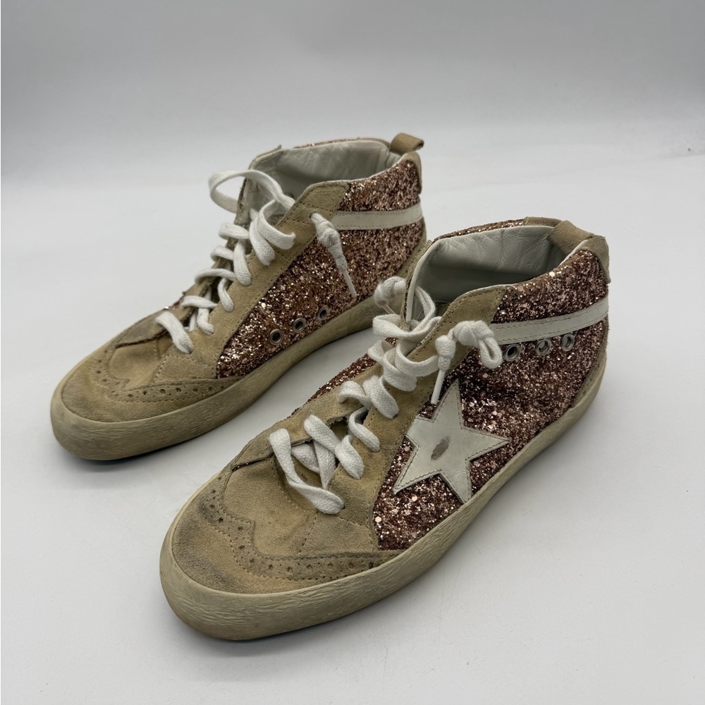Golden Goose Mid Star Glitter Sneakers Size 38 - Picture 2 of 4